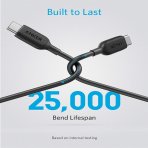 كابل شحن باولاين (3 بمنفذ USB C الى 2.0 USB C ) بطول 6 اقدام بقدرة 100 واط اسود من انكر1