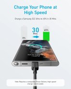كابل شحن باولاين (3 بمنفذ USB C الى 2.0 USB C ) بطول 6 اقدام بقدرة 100 واط اسود من انكر
