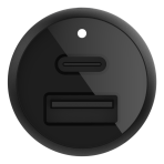 شاحن سيارة PD مزدوج مستقل بقدرة 32 واط (20 واط USB-C و12 واط USB-A) أسود من بلكين